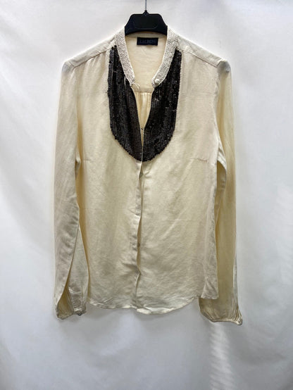 IKKS. Beige sequin blouse T.38