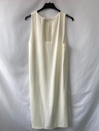 ZARA.Vestido midi blanco doble altura T.M