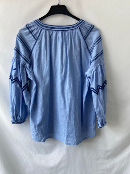 ZARA.Blusón azul bordado T.M
