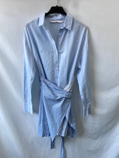 ZARA.Vestido camisero con falda Cruzada T.XS