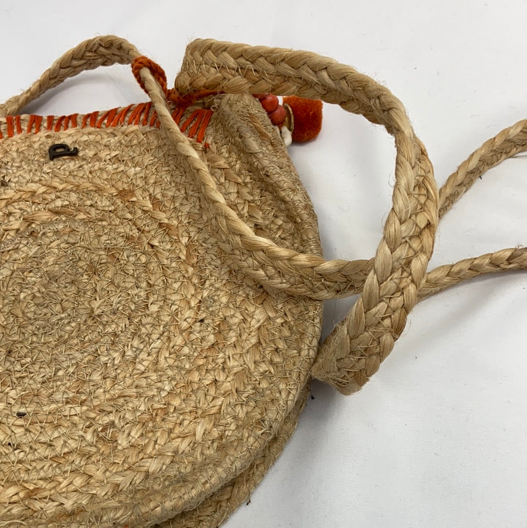 DAY A DAY.Bolso beige esparto redondo tamaño mediano