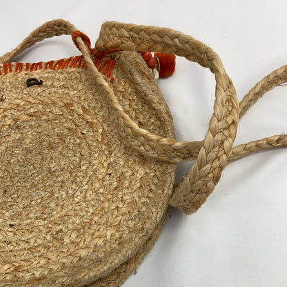 DAY A DAY.Bolso beige esparto redondo tamaño mediano