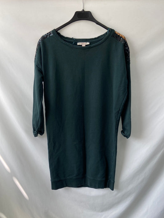 ESPRIT. Vestido "sudadera" lentejuelas hombros T.xs