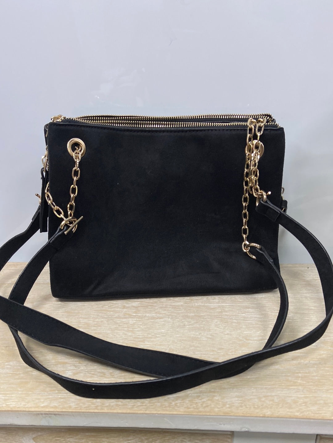 PARFOIS. Black suede bag