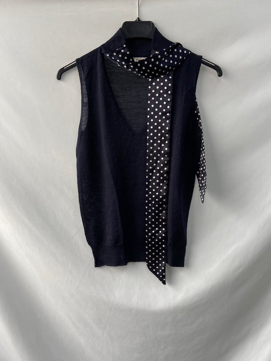 MANGO.Top azul punto lazada T.s