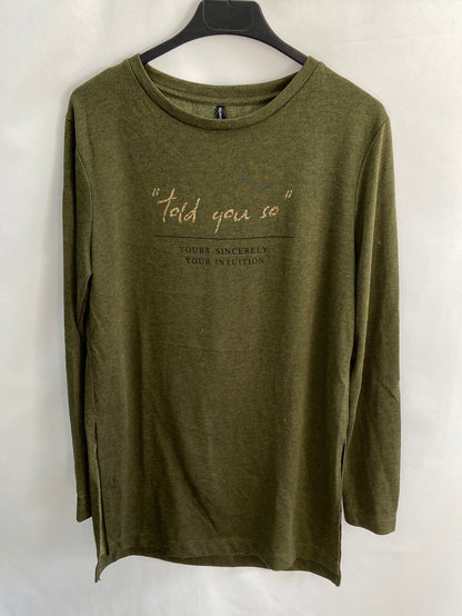 STRADIVARIUS.Long thin green sweater TL