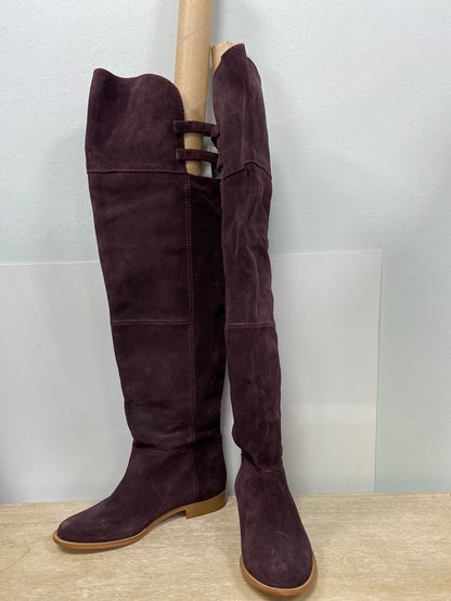 ZARA. Botas altas burdeos de piel T.39 (tara)