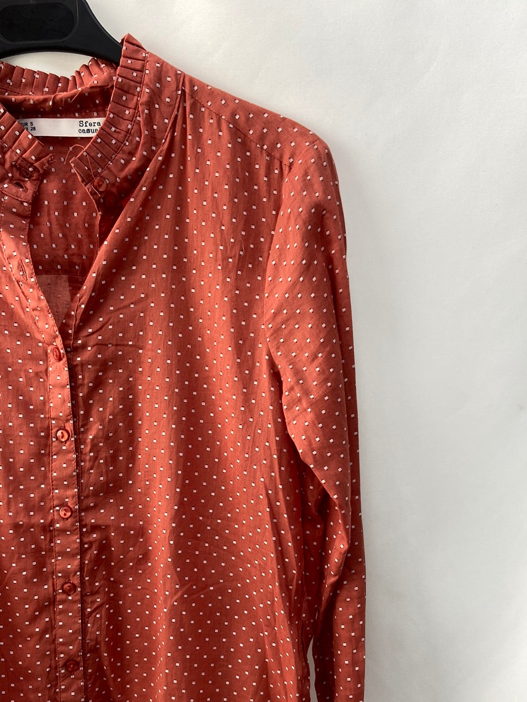 SFERA.Camisa teja cuello fruncido T.S