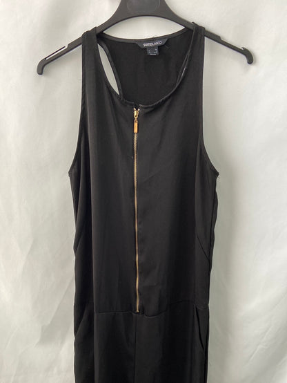 WHITE. Black fluid jumpsuit T.xs