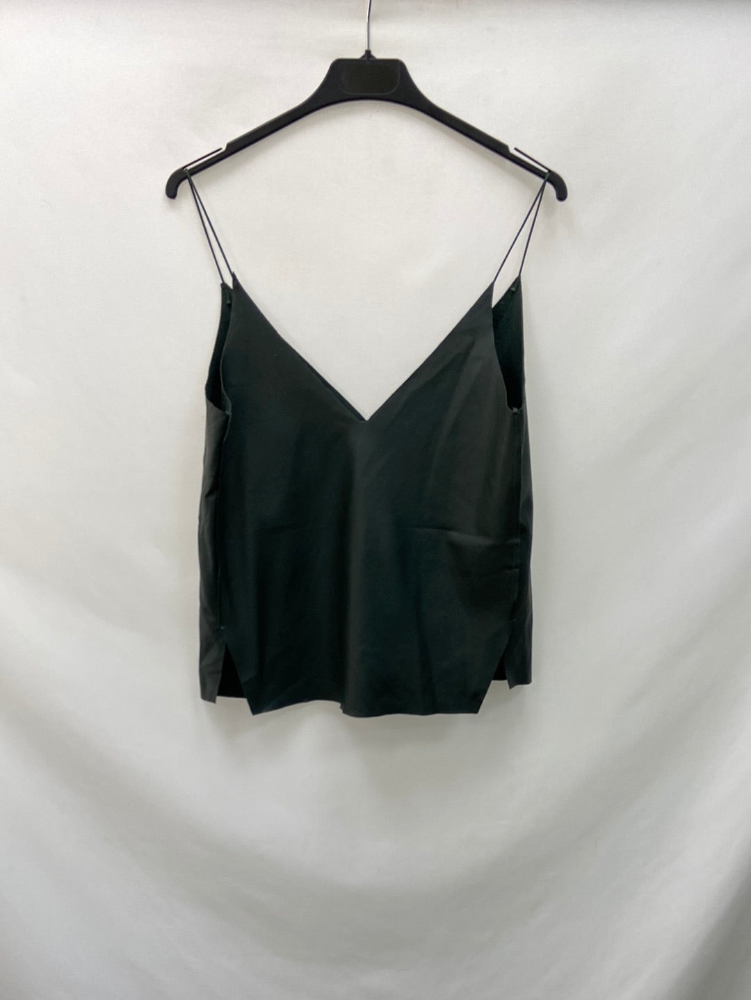 ZARA.Top verde polipiel T.s