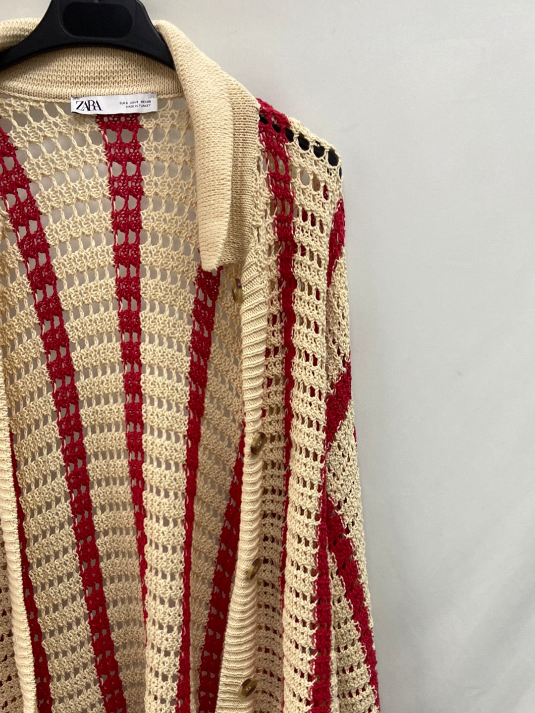 ZARA.Rebeca croché bicolor T.S