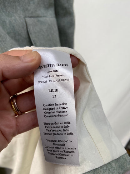 DES PETITS HAUTS. Abrigo de paño verde agua T.m