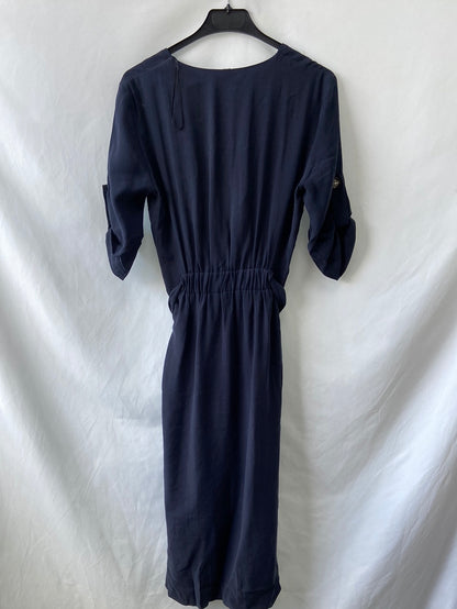 ZARA.Vestido midi azul botones T.S