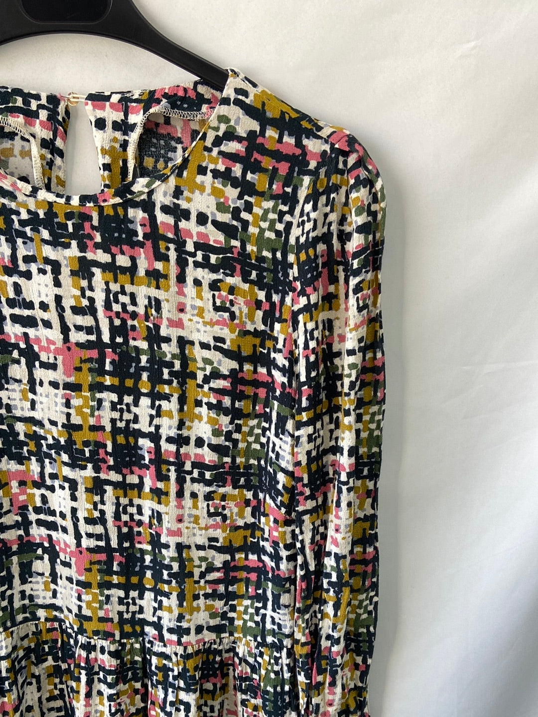 ZARA. Vestido cuadros multicolor T.M