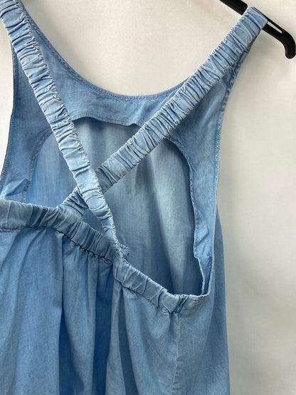 MANGO. Flowy blue denim top with crossed back TL