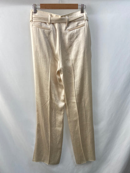 ZARA.Pantalones beiges satinados T.S
