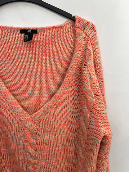 H&M.Jersey naranja hilos colores t.m