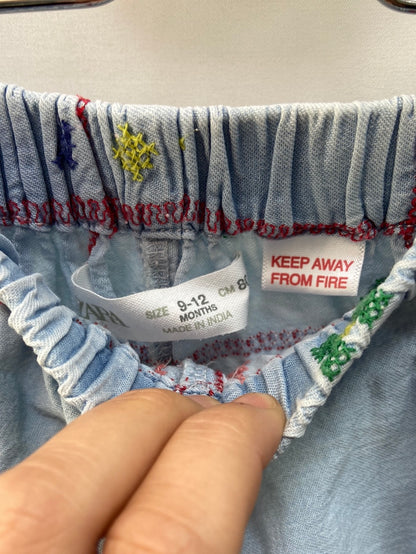 ZARA.Pantalones bordados 9-12 meses