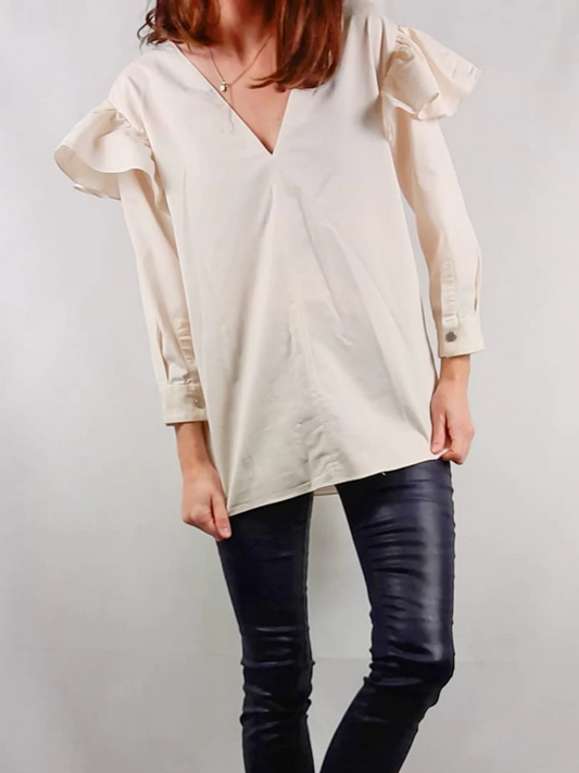 OTRAS. blusa volantes hombros T.xs